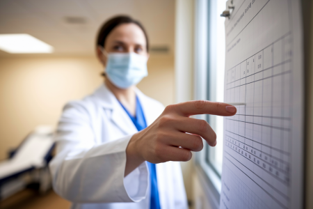 professionnel-sante-blouse-main-tableau