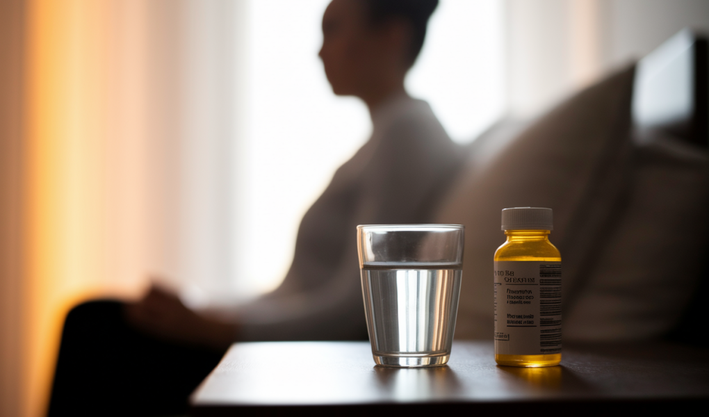 silhouette-floue-chevet-verre-medicament