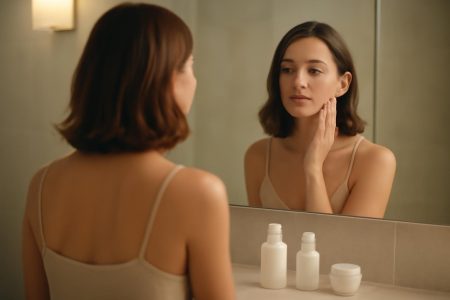 femme-miroir-salle-bain-elegante