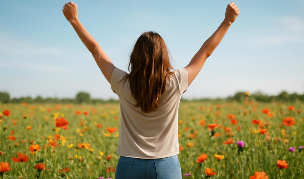 femme-champ-fleurs-bras-leves