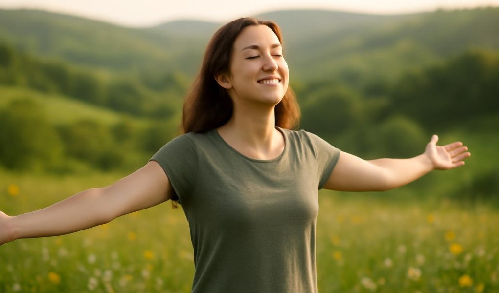 personne-souriante-campagne-collines-fleurs