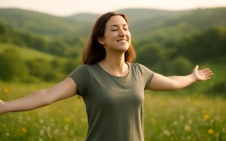 personne-souriante-campagne-collines-fleurs