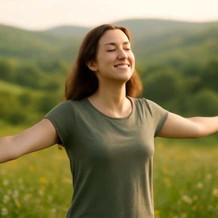 personne-souriante-campagne-collines-fleurs