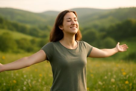 personne-souriante-campagne-collines-fleurs