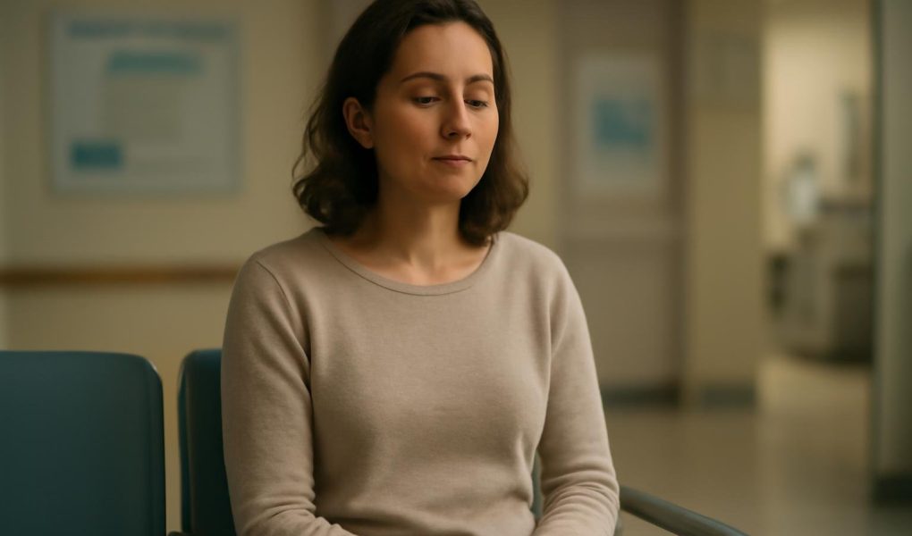 femme-sereine-salle-attente-hopital