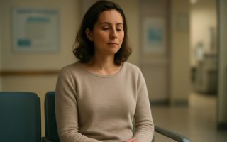 femme-sereine-salle-attente-hopital