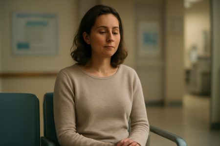 femme-sereine-salle-attente-hopital