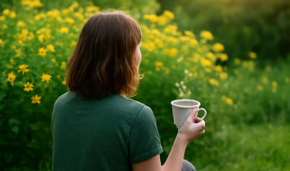 personne-jardin-tasse-fleurs-millepertuis