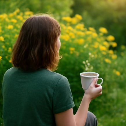 personne-jardin-tasse-fleurs-millepertuis