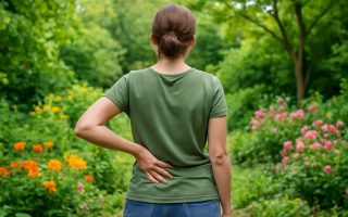 personne-jardin-dos-fleurs-arbres