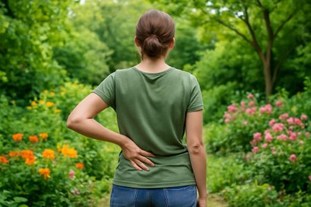 personne-jardin-dos-fleurs-arbres