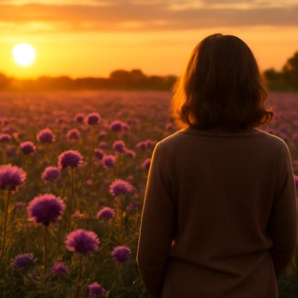 chardons-violets-personne-soleil-couchant